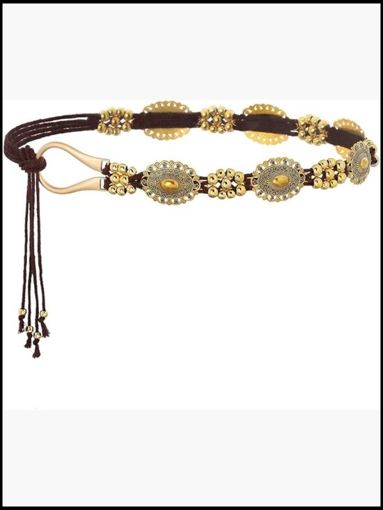 Turquoise Stainless Steel Chain Belt Adjustable Western Boho main image 7